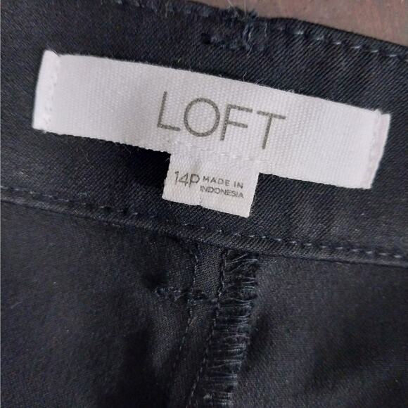 LOFT! RICH BLACK STRETCH 5 POCKET, CENTER LEG SEAM, FLARED PANTS, SLACKS! SZ 14P - Picture 8 of 10
